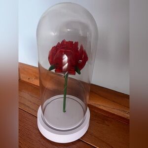 Rose Plastic Block (imitation Lego) in Clear Dome